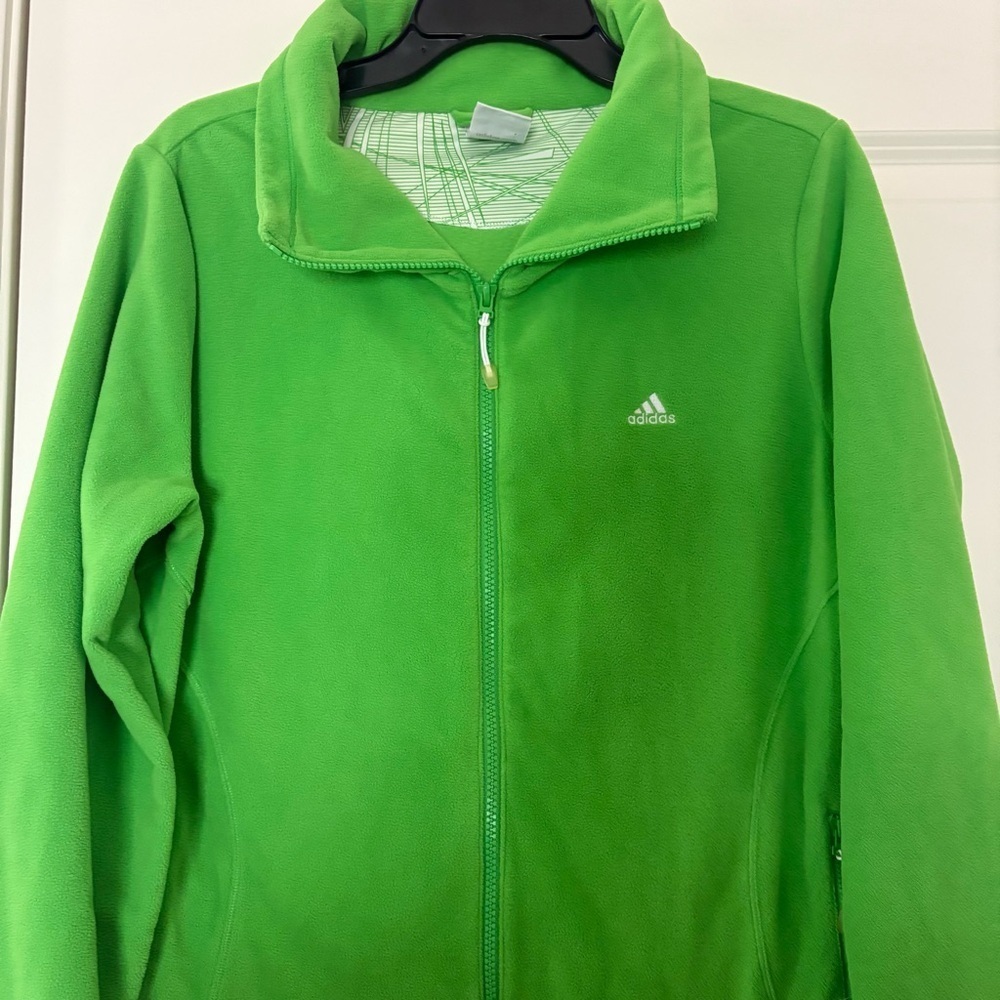 Adidas Women's Hiking Bright Green Zip Up Soft Fleece - Picture 3 of 10